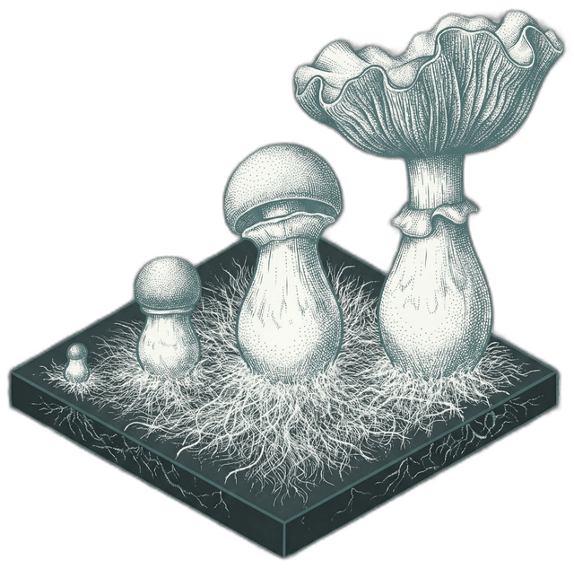 Mushroom fruiting bodies